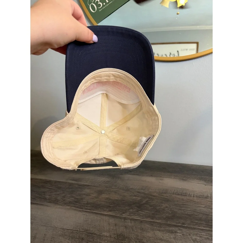 Urban Outfitters Dump Him Baseball Cap Cream Navy Blue Orange Embroidered Hat